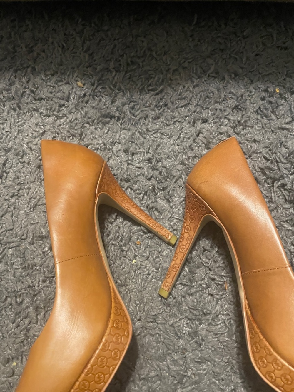 Michael Kors Cognac Leather Round-Toe Pumps - Picture 4 of 9